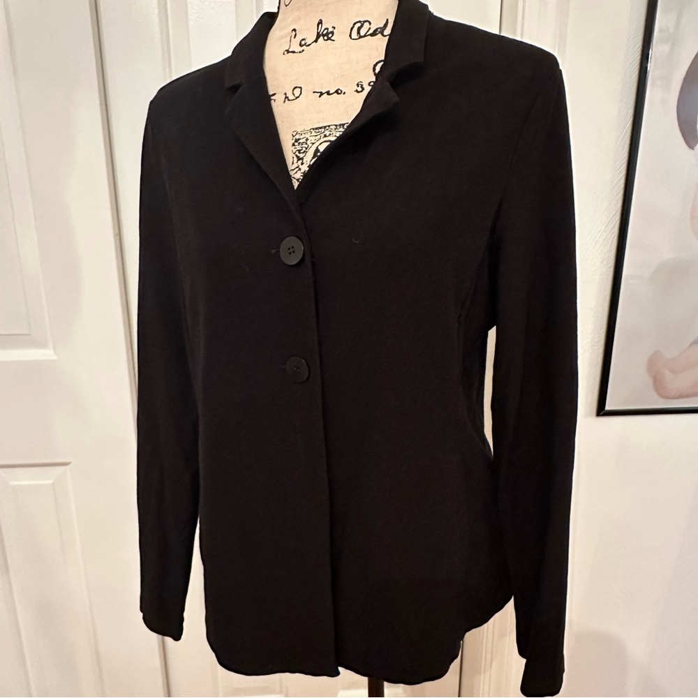 Eileen Fisher Women's M Blazer Black Viscose Nylon Spandex